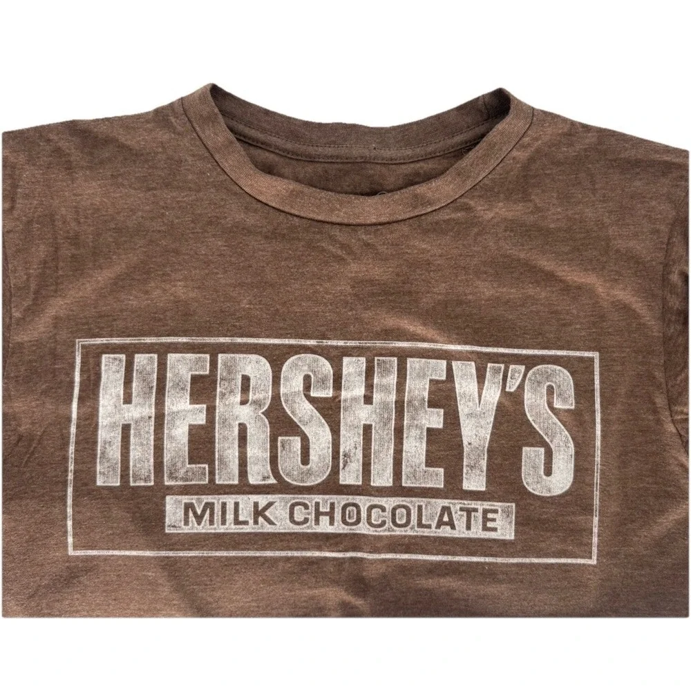 Hershey's Chocolate Men's M Brown T-Shirt Graphic Logo Crew Neck Trendy